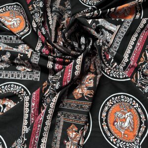 Black Base Patterned Vintage Fabric