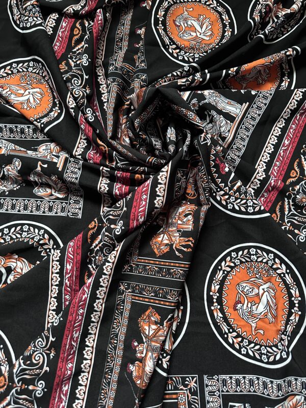 Black Base Patterned Vintage Fabric